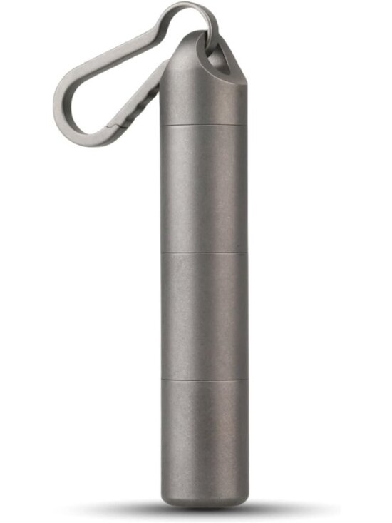 Accessories - Waterproof Titanium Keychain Pill Holder - 3-Compartment Organizer, Gray